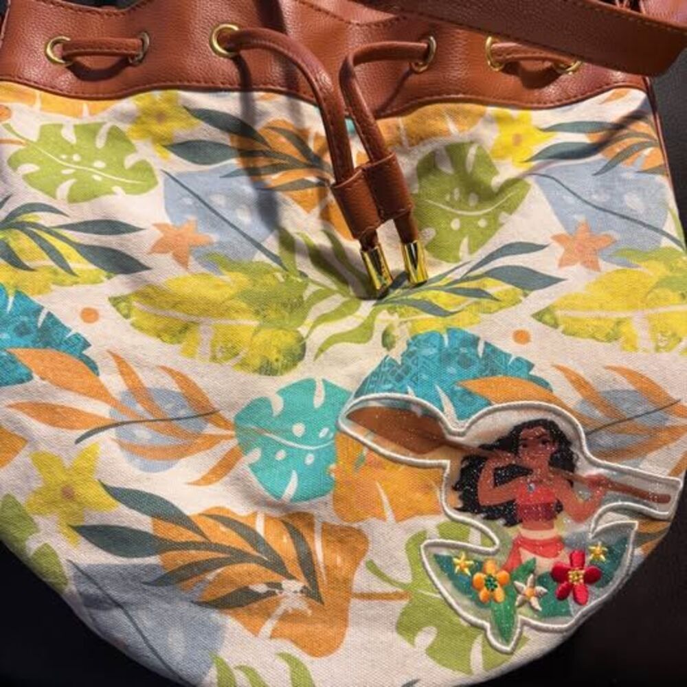 Disney Moana Tropical Canvas Drawstring Bucket Swim Bag